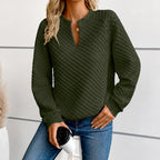 Donatella - Women's Quilted Deep V-Neck Fitted Sweater 4
