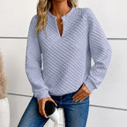 Donatella - Women's Quilted Deep V-Neck Fitted Sweater 5