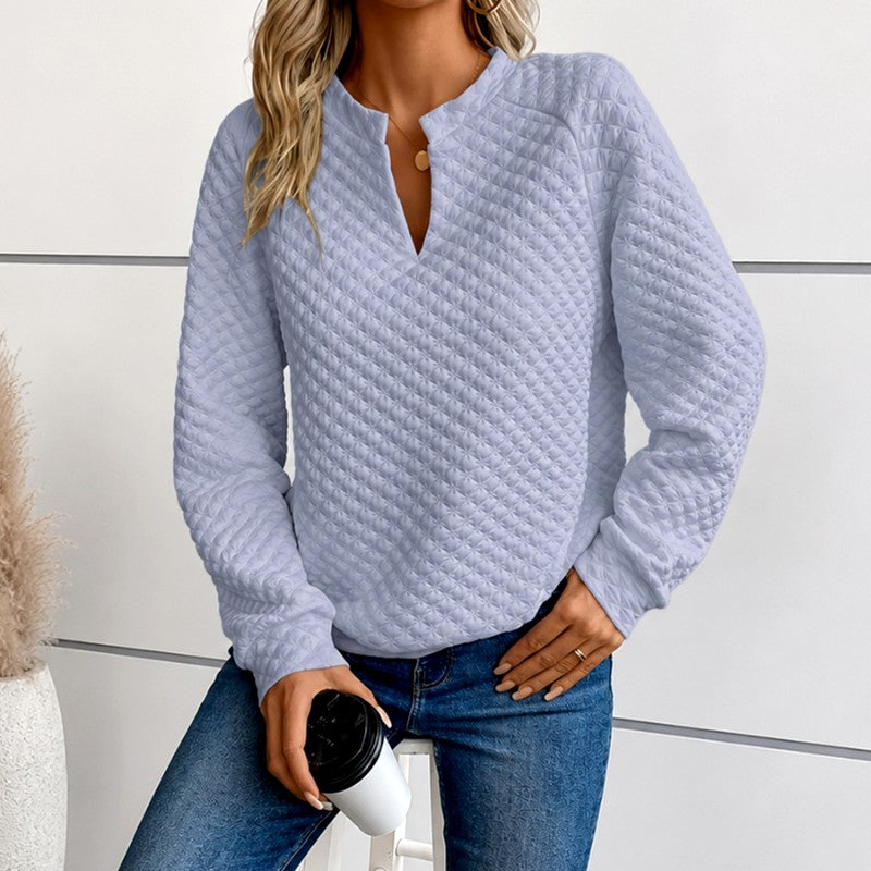 Donatella - Women's Quilted Deep V-Neck Fitted Sweater 5