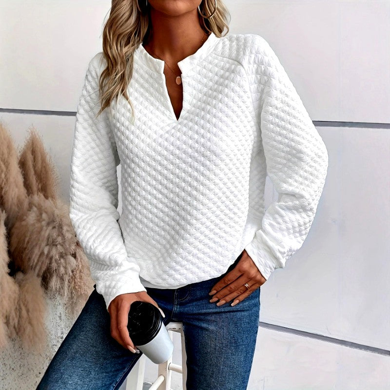 Donatella - Women's Quilted Deep V-Neck Fitted Sweater 7