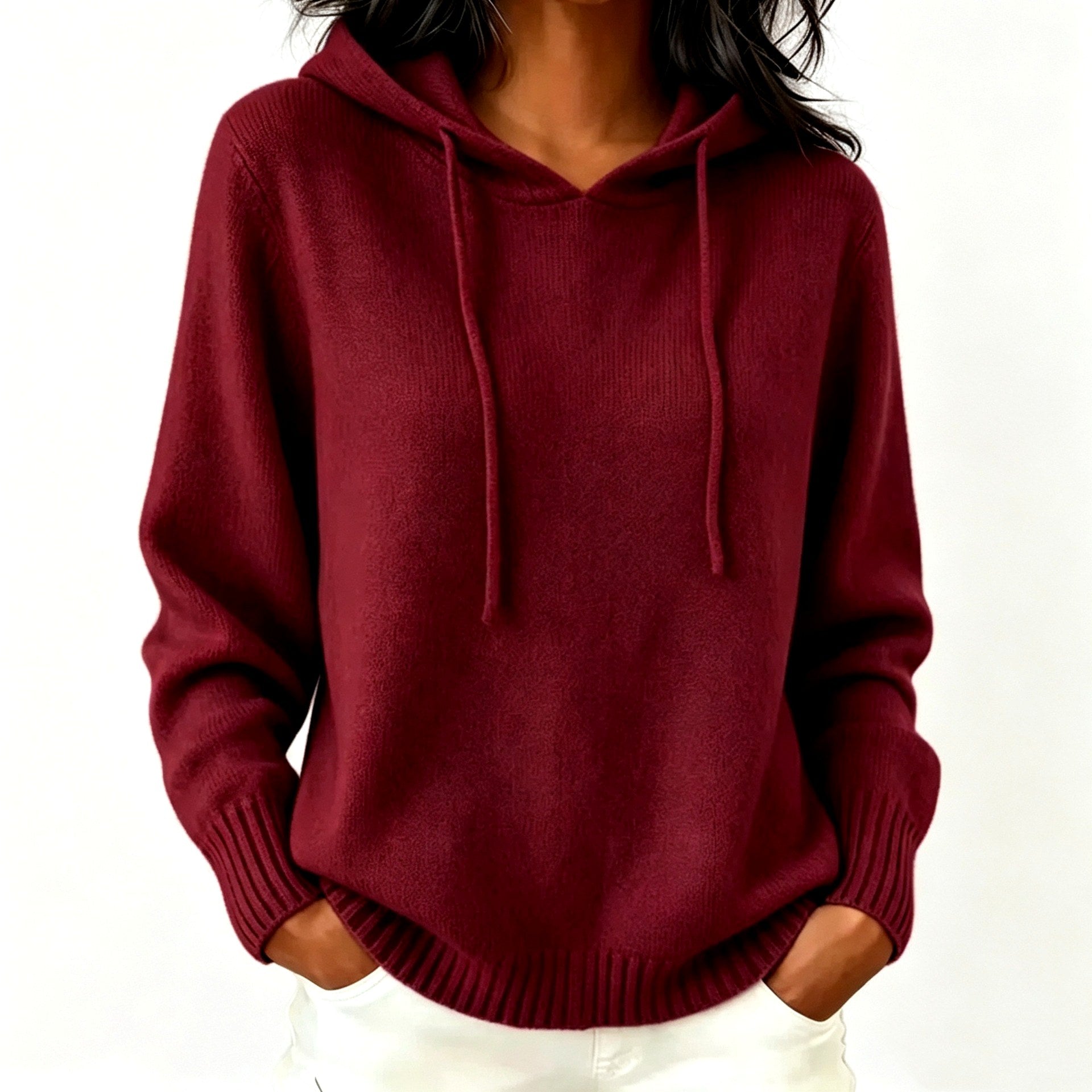 Donatella - Women's V-Neck Long Sleeve Hoodie  3