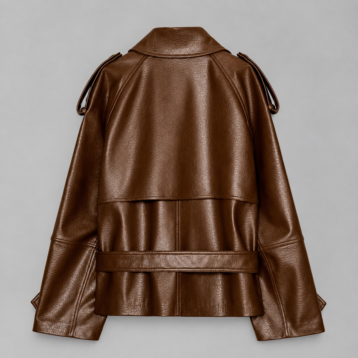 Donna - Women's Double-Breasted Leather Jacket with Belt 2