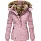 Donna - Women's Quilted Jacket with Fur Trimmed Hood 5