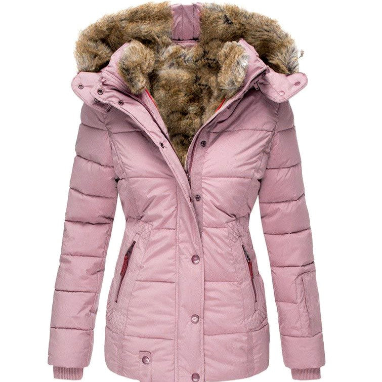 Donna - Women's Quilted Jacket with Fur Trimmed Hood 5