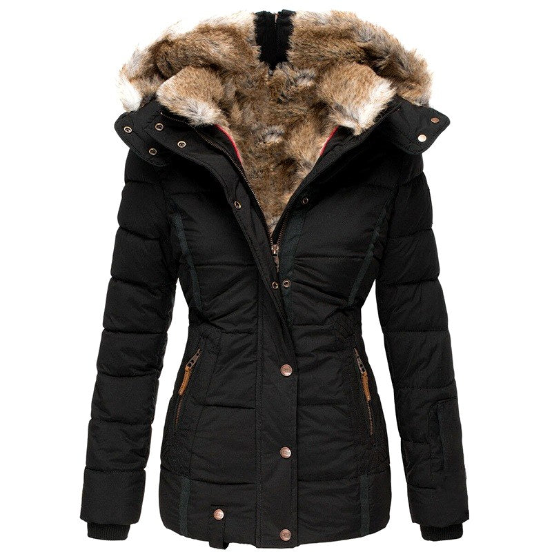 Donna - Women's Quilted Jacket with Fur Trimmed Hood 6