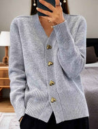Edda - Women's V-Neck Long Sleeve Cardigan Sweater 1
