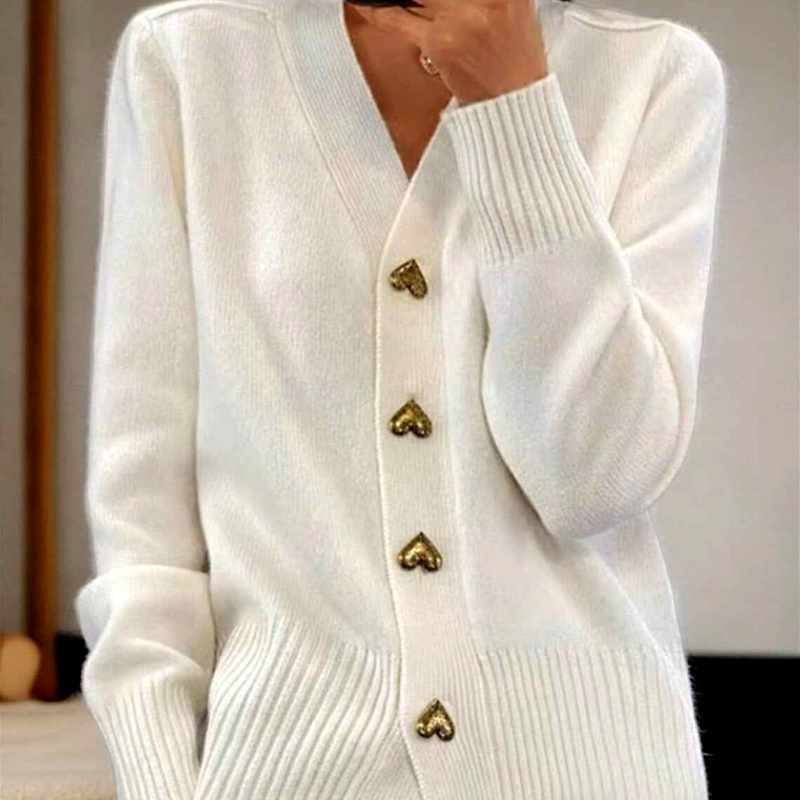 Edda - Women's V-Neck Long Sleeve Cardigan Sweater 4