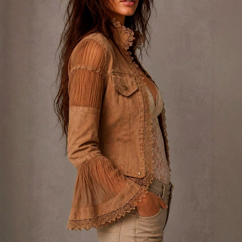 Eilidh - Women's Lace Trim Bell Sleeve Jacket 3