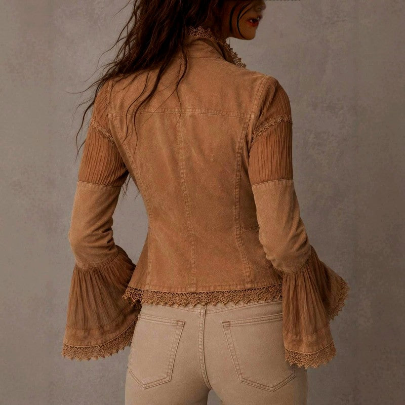 Eilidh - Women's Lace Trim Bell Sleeve Jacket 4