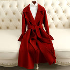 Eleanor - Women’s Tie Waist Long Coat with Wide Lapels 4