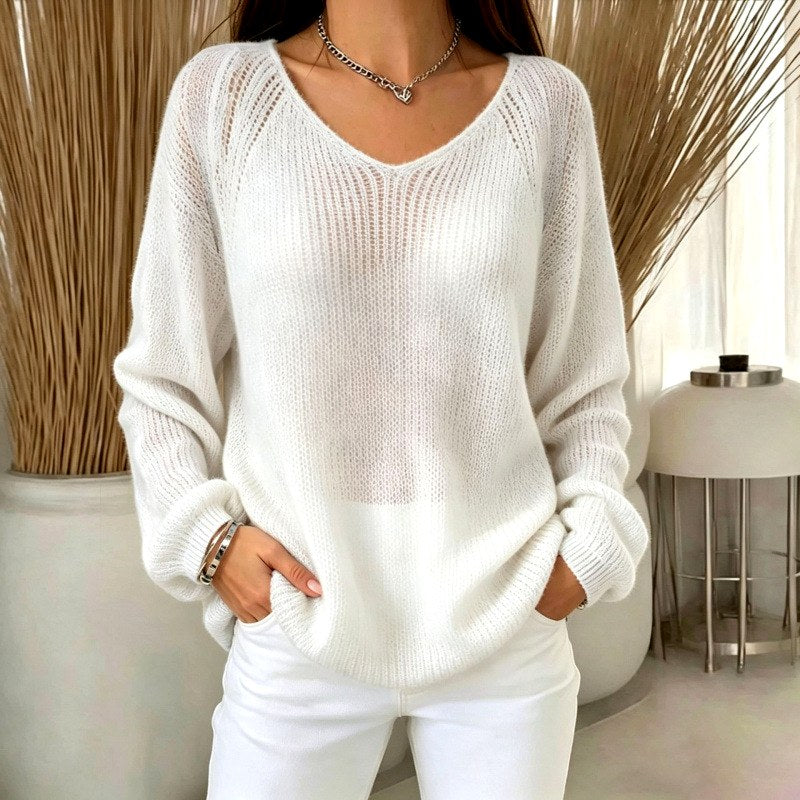Eliza - Women's Lightweight V-Neck Knit Sweater 2