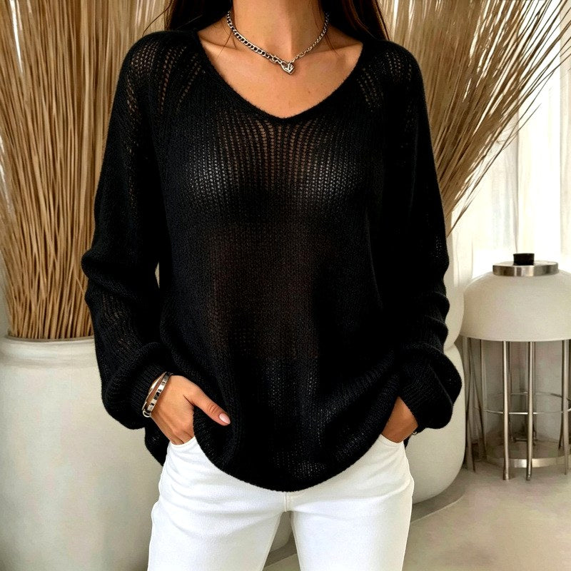 Eliza - Women's Lightweight V-Neck Knit Sweater 3