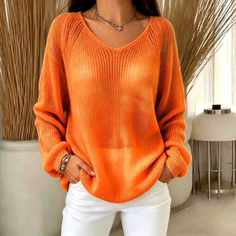 Eliza - Women's Lightweight V-Neck Knit Sweater 4