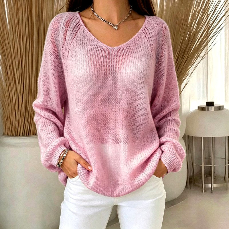 Eliza - Women's Lightweight V-Neck Knit Sweater 5