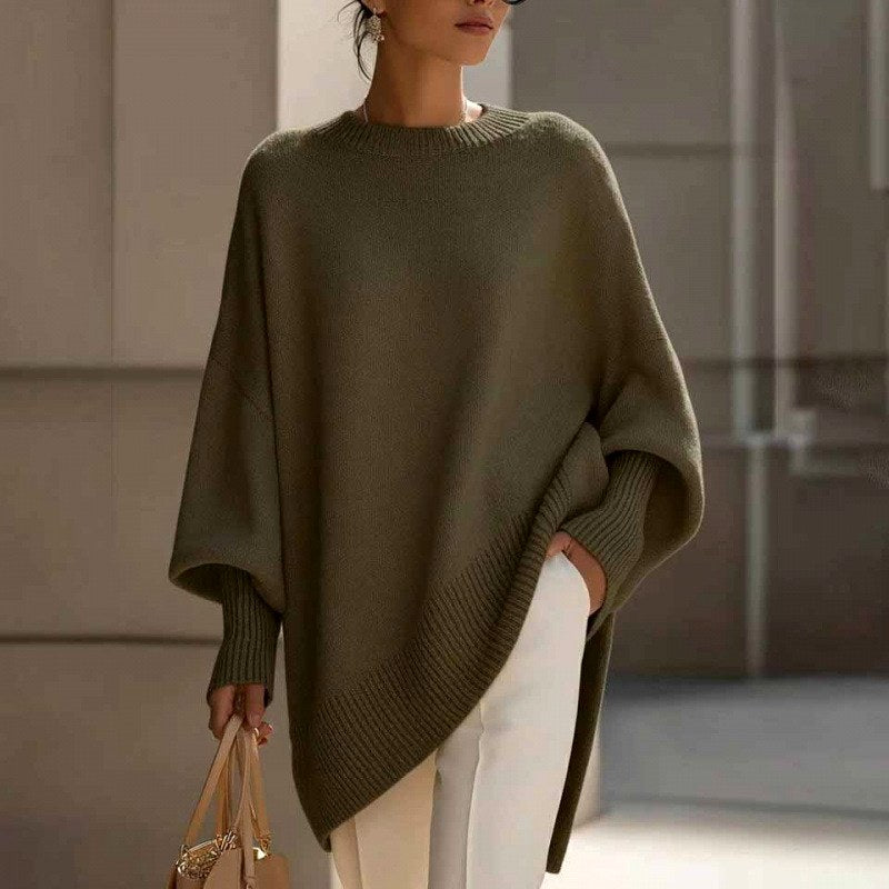 Elizabeth - Women's Round Neck Oversized Knit Sweater 5