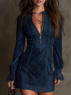 Elizabeth - Women's V-Neck Embroidered Dress 2