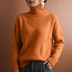 Eloise - Women's Diamond-Quilted Turtleneck Sweater