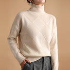 Eloise - Women's Diamond-Quilted Turtleneck Sweater