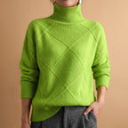 Eloise - Women's Diamond-Quilted Turtleneck Sweater