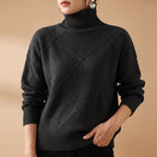 Eloise - Women's Diamond-Quilted Turtleneck Sweater