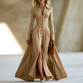 Eloise - Women's Tailored Button-Front Maxi Dress 1