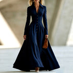 Eloise - Women's Tailored Button-Front Maxi Dress 4