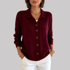 Elsie - Women's Collared Button Knit Cardigan