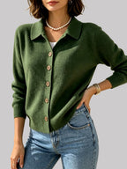 Elsie - Women's Collared Button Knit Cardigan