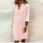 Erica - Women's Three-Quarter Sleeve Ruffle Trim Dress 1