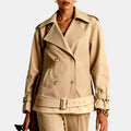 Erin - Women's Double-Breasted Belted Short Trench Coat 1