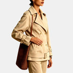 Erin - Women's Double-Breasted Belted Short Trench Coat 2