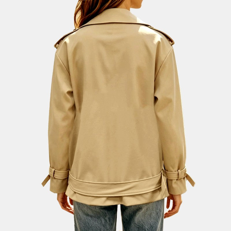 Erin - Women's Double-Breasted Belted Short Trench Coat 3