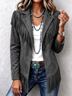 Esmeralda - Women's Notch Collar Fringe Blazer 3