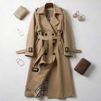 Eulalia - Women's Double-Breasted Longline Trench Coat