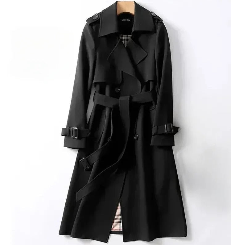 Eulalia - Women's Double-Breasted Longline Trench Coat