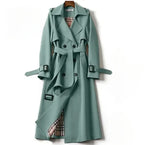 Eulalia - Women's Double-Breasted Longline Trench Coat