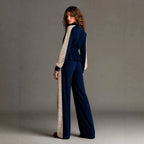 Eulalia - Women's Ribbed Zip Front Two-Piece Pants Set 2