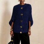 Eunice - Women’s Oversized Knit Cape with Button Front 2