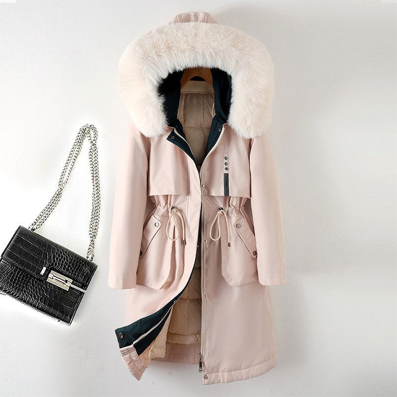 Eveline - Women's Fur-Trimmed Drawstring Parka Coat 2