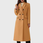 Evelyn - Women's Double-Breasted Tailored Midi Coat
