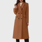 Evelyn - Women's Double-Breasted Tailored Midi Coat