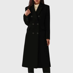 Evelyn - Women's Double-Breasted Tailored Midi Coat
