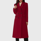 Evelyn - Women's Double-Breasted Tailored Midi Coat