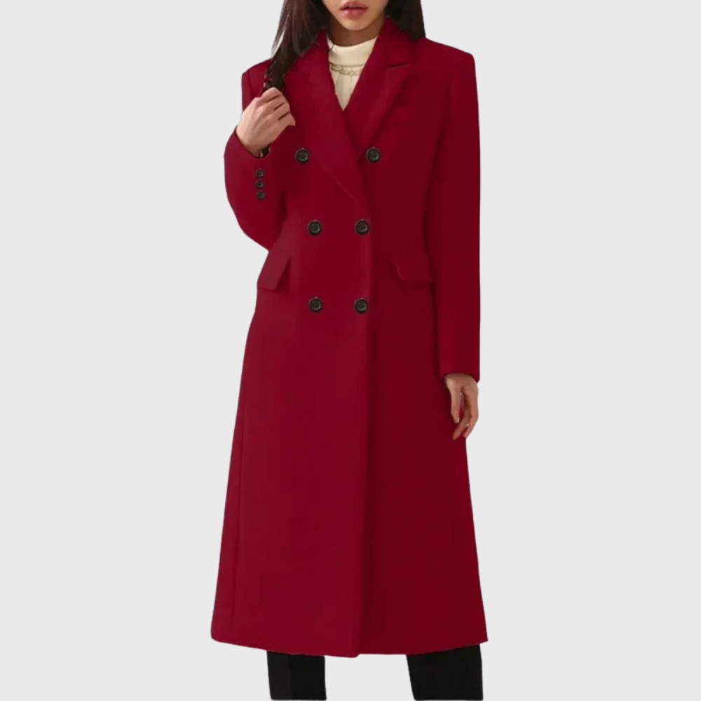 Evelyn - Women's Double-Breasted Tailored Midi Coat