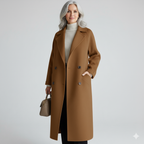 Evelyn - Women's Double-Breasted Wool Coat with Notch Lapels