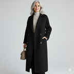 Evelyn - Women's Double-Breasted Wool Coat with Notch Lapels