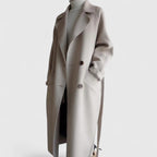 Evelyn - Women's Double-Breasted Wool Coat with Notch Lapels