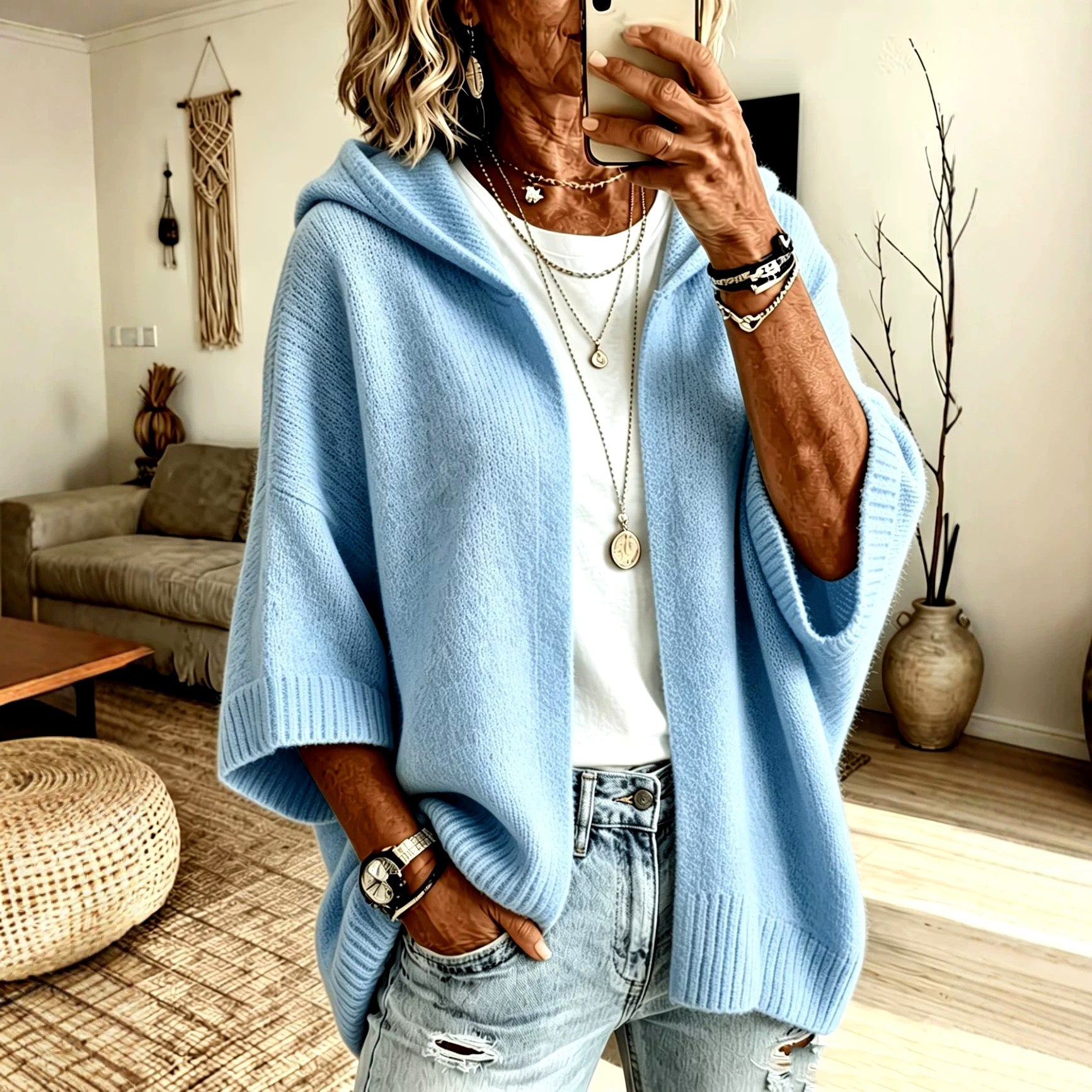 Faina - Women's Chunky Hooded Oversized Cardigan 8