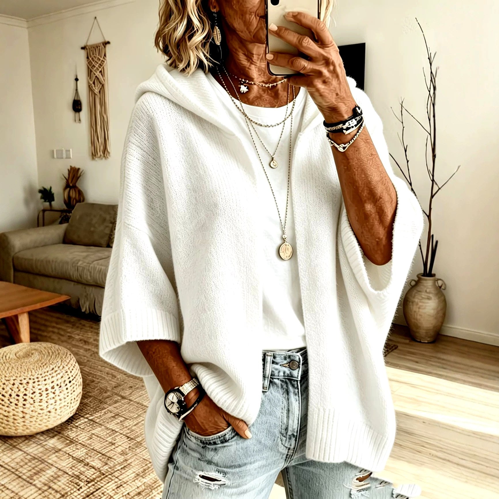 Faina - Women's Chunky Hooded Oversized Cardigan 9