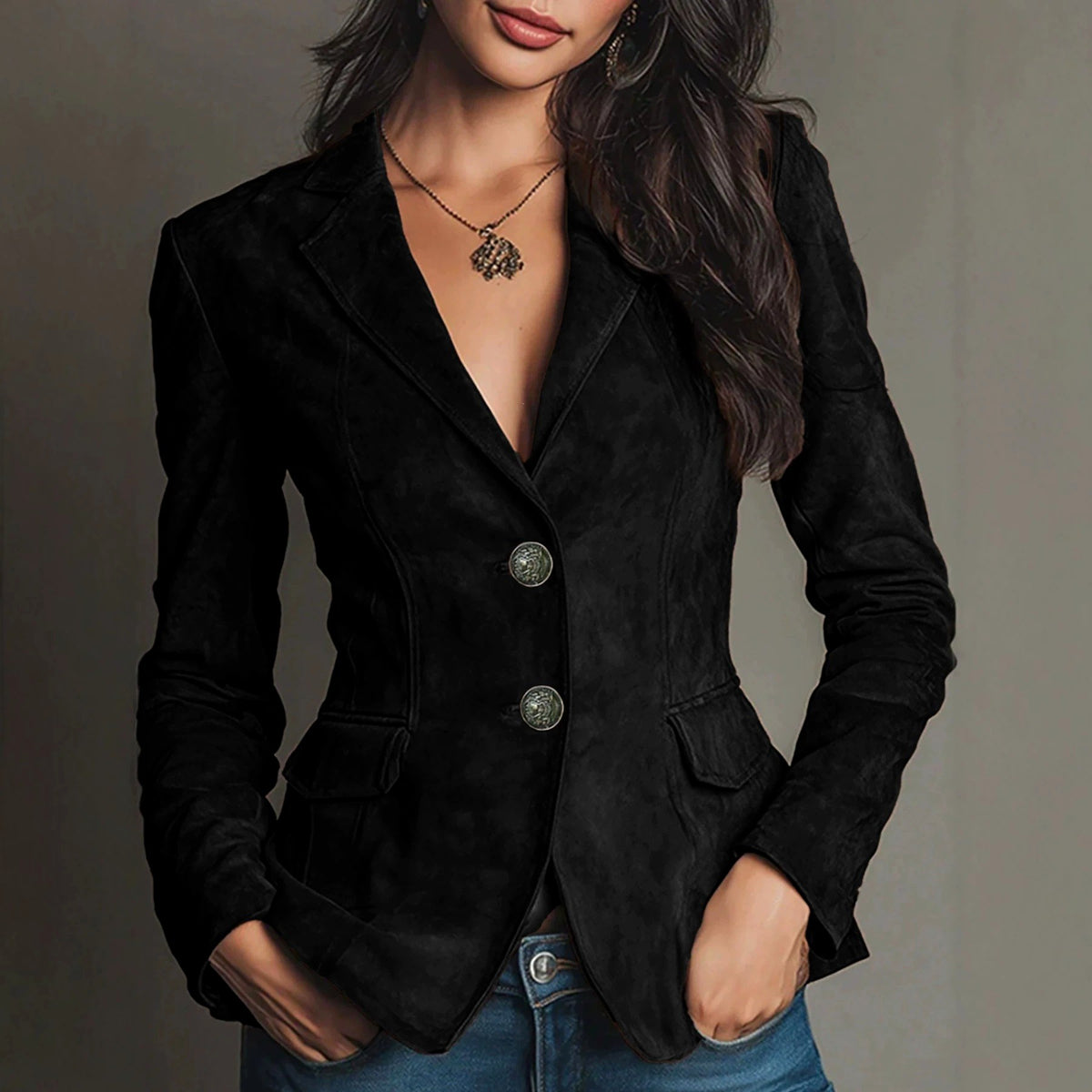 Felicity - Women's Notched Lapel Button-Front Blazer 6